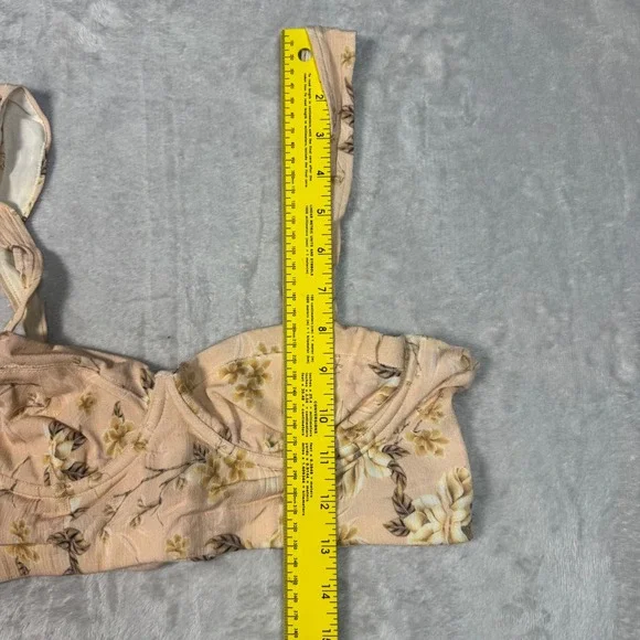 NWT Agua Bendita Floral Bustier Tank Top Women's Large L Peach Beige Floral - Picture 9 of 9